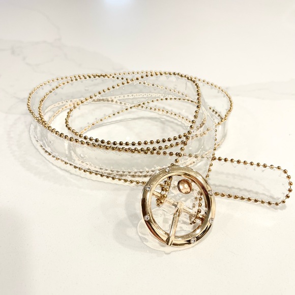 Accessories - See Through Clear Gold Beaded Belt